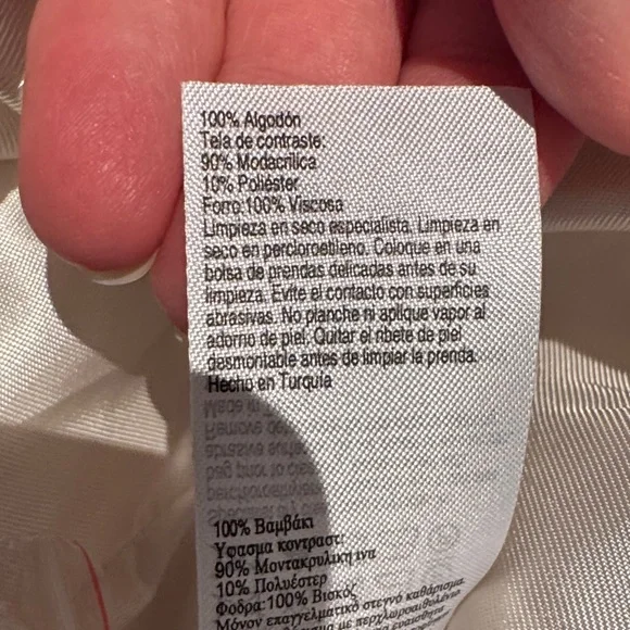 Karen Millen sz4 preowned no smoke home Cream Jacket w removable Faux Fur Collar - Picture 13 of 16